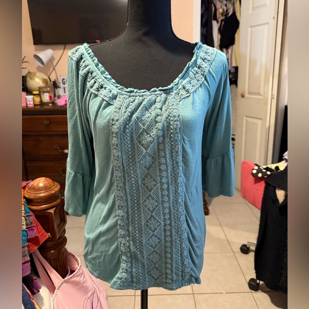 Blue embroidered blouse